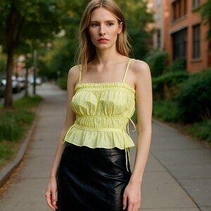 NWOT Free People Gabby Tube Top Lime Green XL